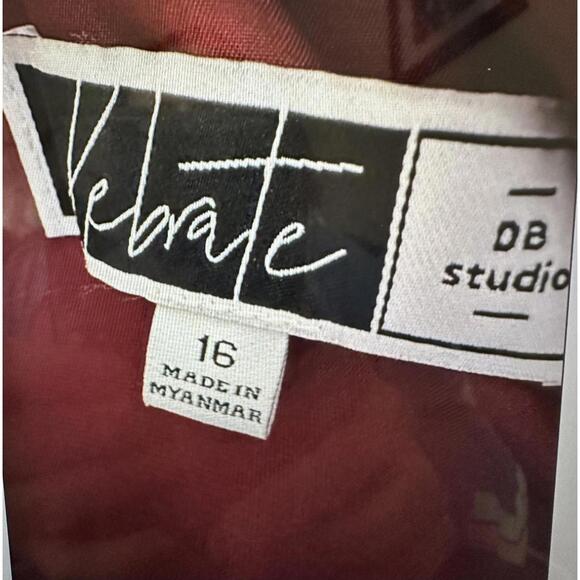 DB Studio Burgundy One-Shoulder Bridesmaid Dress & Free Sash - Size 16 - Picture 9 of 12